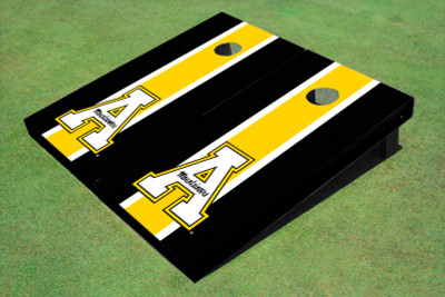 Appalachian State University "A" Yellow And Black Matching Long Stripe Cornhole Boards