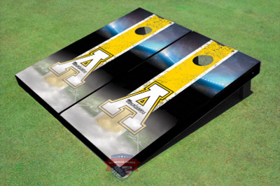 Appalachian State University "A" Field Long Strip Matching Yellow Themed Cornhole Boards