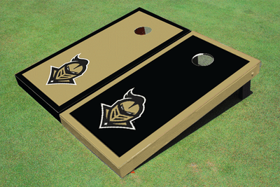 University Of Central Florida "Knightro" Gold And Black Alternating Borders Custom Cornhole Board