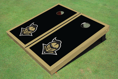 University Of Central Florida "Knightro" Black And Gold Matching Borders Custom Cornhole Board University Of Central Florida "Knightro" Black And Gold Matching Borders Custom Cornhole Board