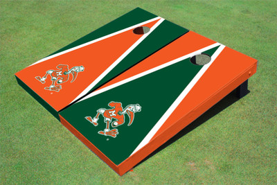 University Of Miami "Sebastian The Ibis" Alternating Triangle Cornhole Boards University Of Miami "Sebastian The Ibis" Alternating Triangle Cornhole Boards