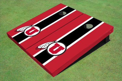 University Of Utah 'U' Black And Red Matching Long Stripe Cornhole Boards University Of Utah 'U' Black And Red Matching Long Stripe Cornhole Boards