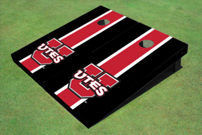 University Of Utah 'UTES' Red And Black Matching Long Stripe Cornhole Boards