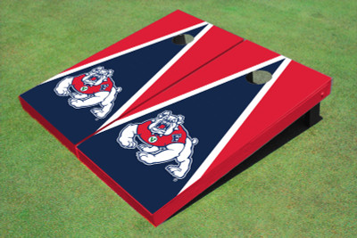 Fresno State Bulldog Navy Blue And Red Matching Triangle Cornhole Boards