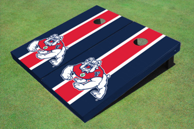 Fresno State Bulldog Red And Navy Blue Matching Long Stripe Cornhole Boards