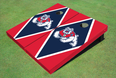 Fresno State Bulldog Navy Blue And Red Matching Diamond Cornhole Boards