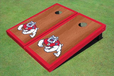 Fresno State Bulldog Red Rosewood Matching Border Borders Cornhole Boards