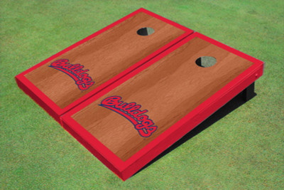 Fresno State Bulldog 'Word Mark' Red Rosewood Matching Border Borders Cornhole Boards