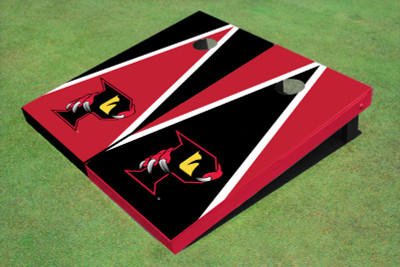 Orlando Predators "P" Black And Red Alternating Triangle Cornhole Boards Orlando Predators "P" Black And Red Alternating Triangle Cornhole Boards