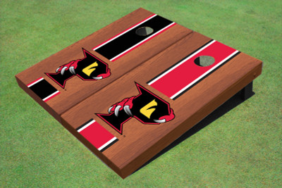 Orlando Predators "P" Rosewood Red And Black Altnerating Long Stripe Cornhole Boards Orlando Predators "P" Rosewood Red And Black Altnerating Long Stripe Cornhole Boards