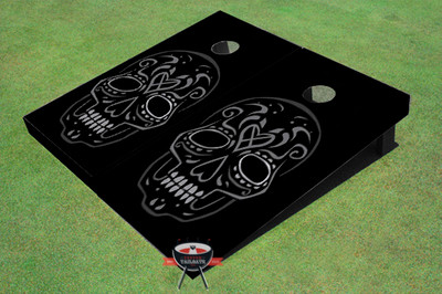 Black Tiki Skull Custom Cornhole Board Black Tiki Skull Custom Cornhole Board