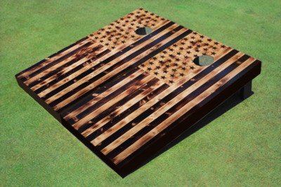 Custom American Flag Burned Wood Look Custom Cornhole Board Custom American Flag Burned Wood Look Custom Cornhole Board