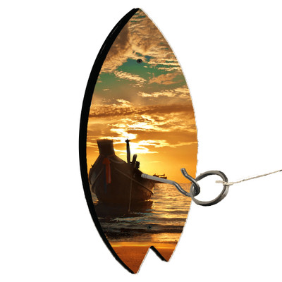 Boat on Beach Sun Set 3 Surf Board Shape Hook and Ring Toss Lawn Game Boat on Beach Sun Set 3 Surf Board Shape Hook and Ring Toss Lawn Game