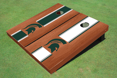 Michigan State University Rosewood Alternating Long Stripe Cornhole Boards Michigan State University Rosewood Alternating Long Stripe Cornhole Boards