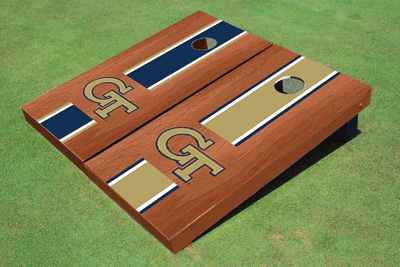 Georgia Tech Rosewood Alternating Long Stripe Cornhole Boards Georgia Tech Rosewood Alternating Long Stripe Cornhole Boards