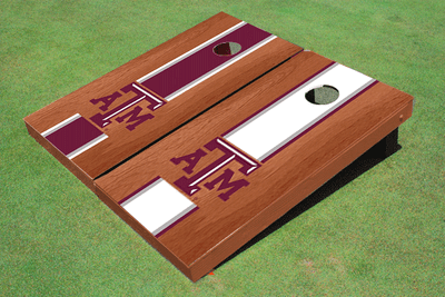 Texas A&M Rosewood Alternating Long Stripe Cornhole Boards Texas A&M Rosewood Alternating Long Stripe Cornhole Boards