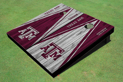 Texas A&M Alternating Wood Look Triangle Cornhole Boards