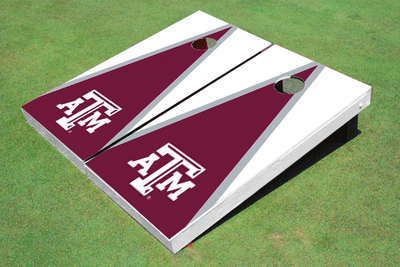 Texas A&M Maroon and White Matching Triangle Cornhole Boards Texas A&M Maroon and White Matching Triangle Cornhole Boards