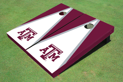 Texas A&M White and Maroon Matching Triangle Cornhole Boards