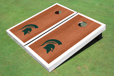 Michigan State University White Rosewood Matching Borders Cornhole Boards