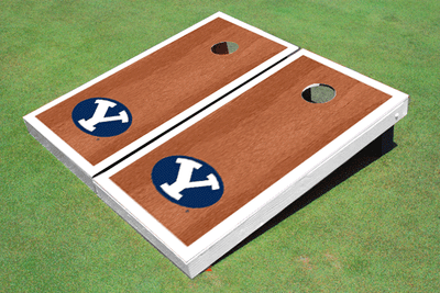 Brigham Young University BYU White Rosewood Matching Border Cornhole Boards