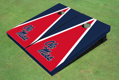 University Of Mississippi Red And Navy Matching Triangle Cornhole Boards University Of Mississippi Red And Navy Matching Triangle Cornhole Boards