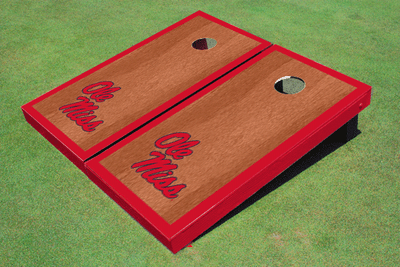 University Of Mississippi Red Rosewood Matching Border Cornhole Boards University Of Mississippi Red Rosewood Matching Border Cornhole Boards
