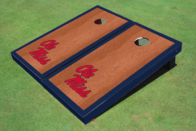 University Of Mississippi Navy Rosewood Matching Borders Cornhole Boards