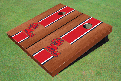 University Of Mississippi Red Rosewood Matching Long Stripe Cornhole Boards University Of Mississippi Red Rosewood Matching Long Stripe Cornhole Boards