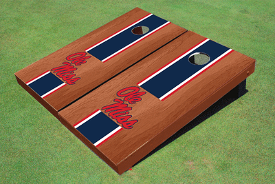 University Of Mississippi Navy Rosewood Matching Long Stripe Cornhole Boards University Of Mississippi Navy Rosewood Matching Long Stripe Cornhole Boards