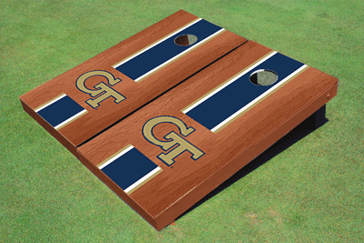 Georgia Tech Navy Rosewood Matching Long Stripe Cornhole Boards
