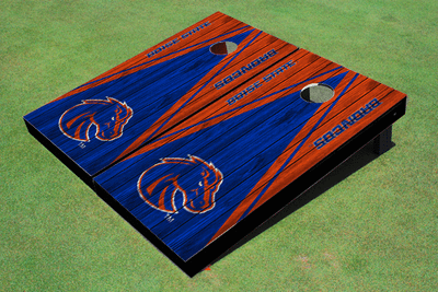 Boise State University Royal And Orange Matching Wood Look Triangle Cornhole Boards