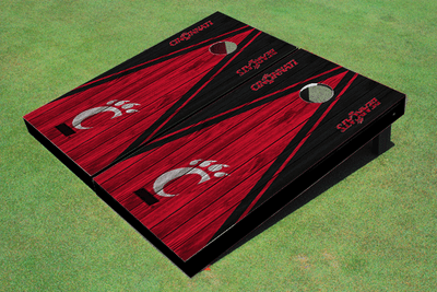 University Of Cincinnati Red And Black Matching Wood Look Triangle Cornhole Boards