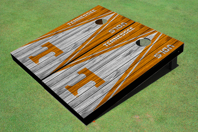 University Of Tennessee White And Orange Matching Wood Look Triangle Cornhole Boards