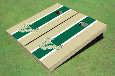 University Of South Florida Green And Gold Matching Long Stripe Cornhole Boards