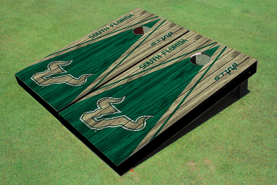 University Of South Florida Green And Gold Matching Wood Look Triangle Cornhole Boards