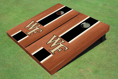 Wake Forest University Black Rosewood Matching Long Stripe Cornhole Boards Wake Forest University Black Rosewood Matching Long Stripe Cornhole Boards