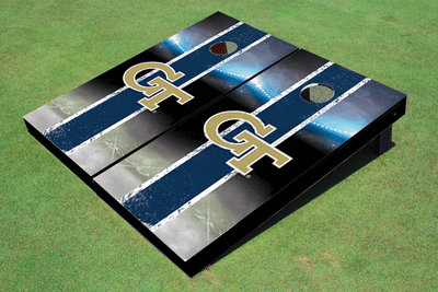 Georgia Tech Field Long Strip Matching Navy Themed Cornhole Boards