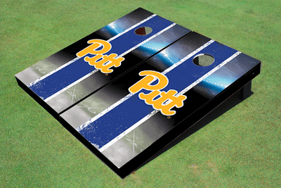 University of Pittsburgh Field Long Stripe Matching Royal Themed Cornhole Boards