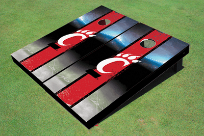 University Of Cincinnati Field Long Strip Matching Red Themed Cornhole Boards