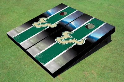 University Of South Florida Field Long Strip Matching Green Themed Cornhole Boards