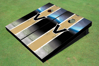 Vanderbilt University Field Long Strip Matching Gold Themed Cornhole Boards Vanderbilt University Field Long Strip Matching Gold Themed Cornhole Boards