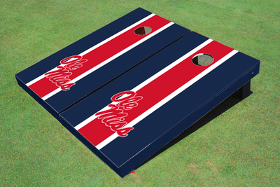 University Of Mississippi Red And Navy Matching Long Stripe Cornhole Boards University Of Mississippi Red And Navy Matching Long Stripe Cornhole Boards