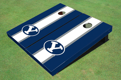 Brigham Young University BYU White And Navy Matching Long Stripe Cornhole Boards