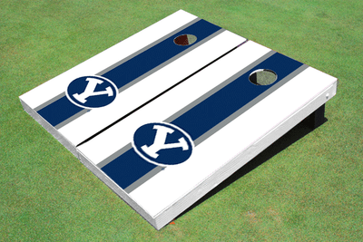 Brigham Young University BYU Navy And White Matching Long Stripe Cornhole Boards