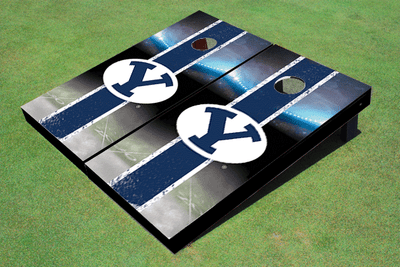 Brigham Young University BYU Field Long Strip Matching Navy Themed Cornhole Boards