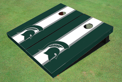 Michigan State University White And Hunter Matching Long Stripe Cornhole Boards