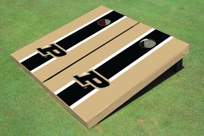 Purdue University Black And Gold Matching Long Stripe Cornhole Boards Purdue University Black And Gold Matching Long Stripe Cornhole Boards