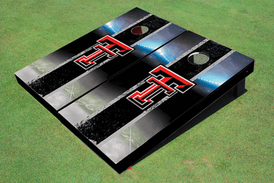 Texas Tech University Field Long Strip Matching Black Themed Cornhole Boards