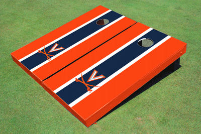University of Virginia Navy And Orange Matching Long Stripe Cornhole Boards